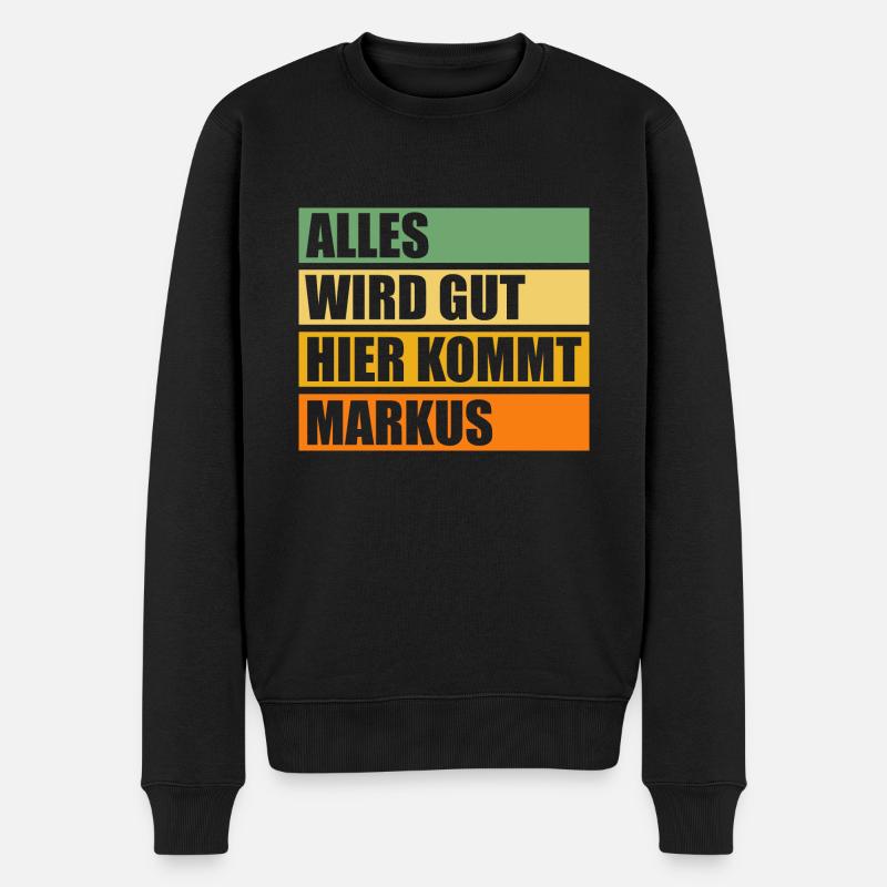 Markus - Männer Premium Bio Pullover - Schwarz