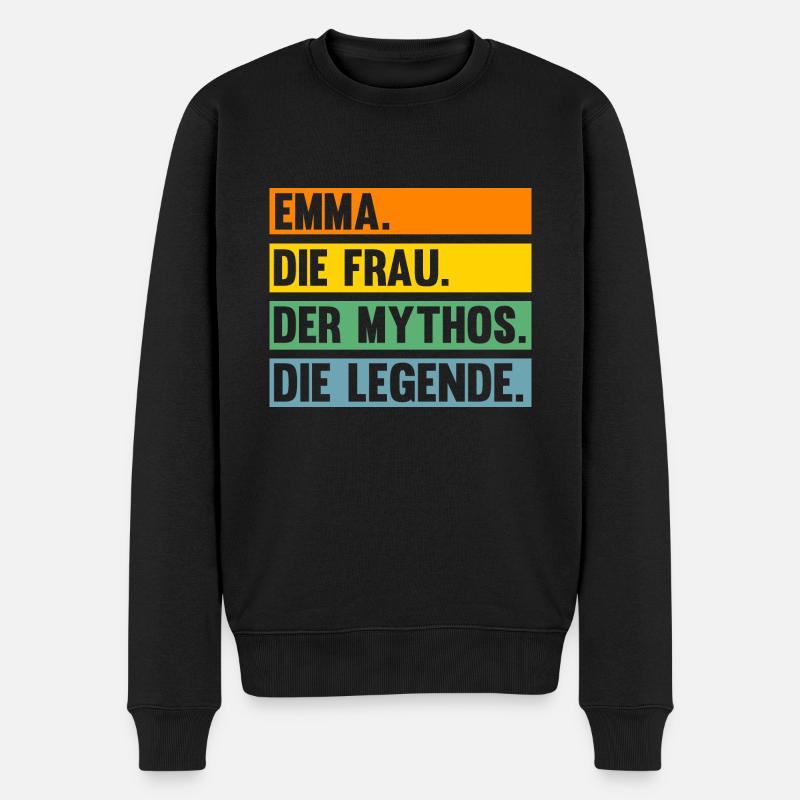 Vorname Emma - Männer Premium Bio Pullover - Schwarz