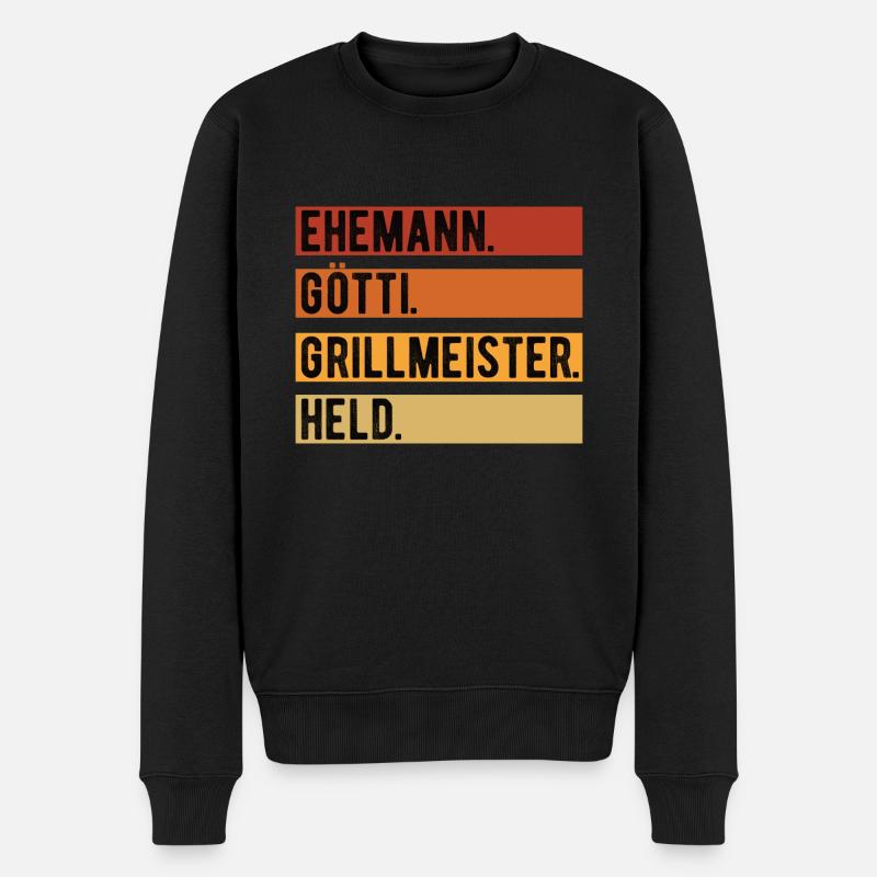 Ehemann Götti Grillmeister Held Götti Geschenk - Männer Premium Bio Pullover - Schwarz