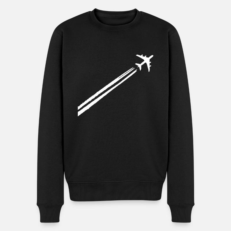 Flugzeug Kondensstreifen Pilot Aviation Geschenk - Männer Premium Bio Pullover - Schwarz