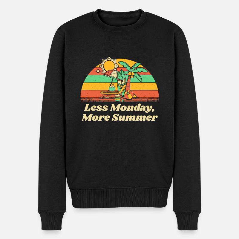 Less Monday More Summer Coworker Vacation - Männer Premium Bio Pullover - Schwarz