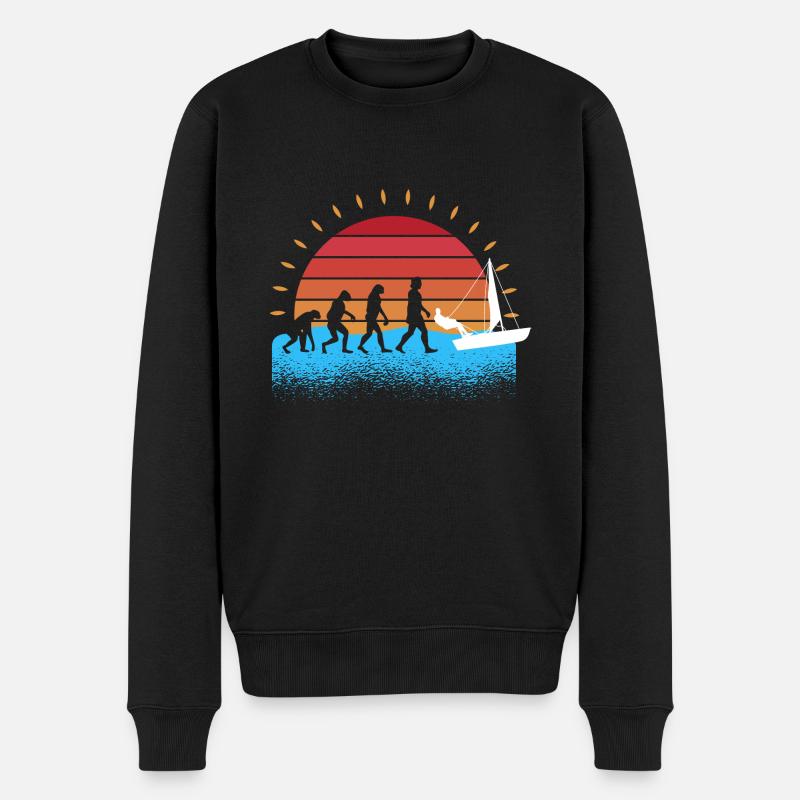 Evolution Segelboot Segler Segeln - Männer Premium Bio Pullover - Schwarz