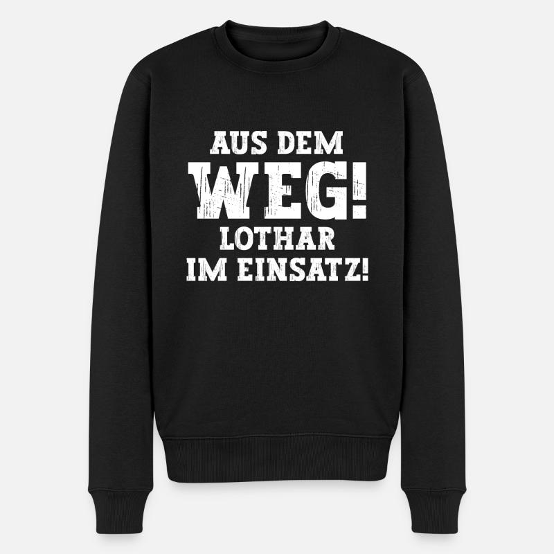Lothar Lustiger Spruch Vorname Name Lothar - Männer Premium Bio Pullover - Schwarz
