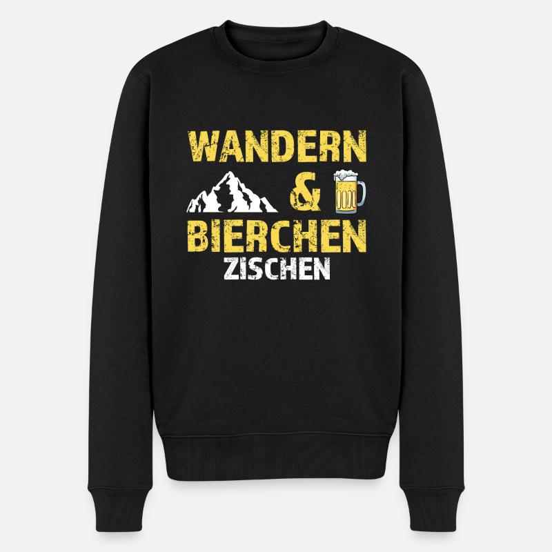 Wandern Bier Wanderer Geschenk - Männer Premium Bio Pullover - Schwarz
