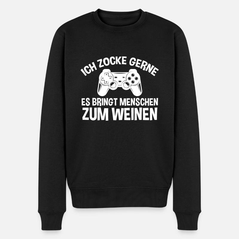 Zocker Zocken Gamer - Männer Premium Bio Pullover - Schwarz