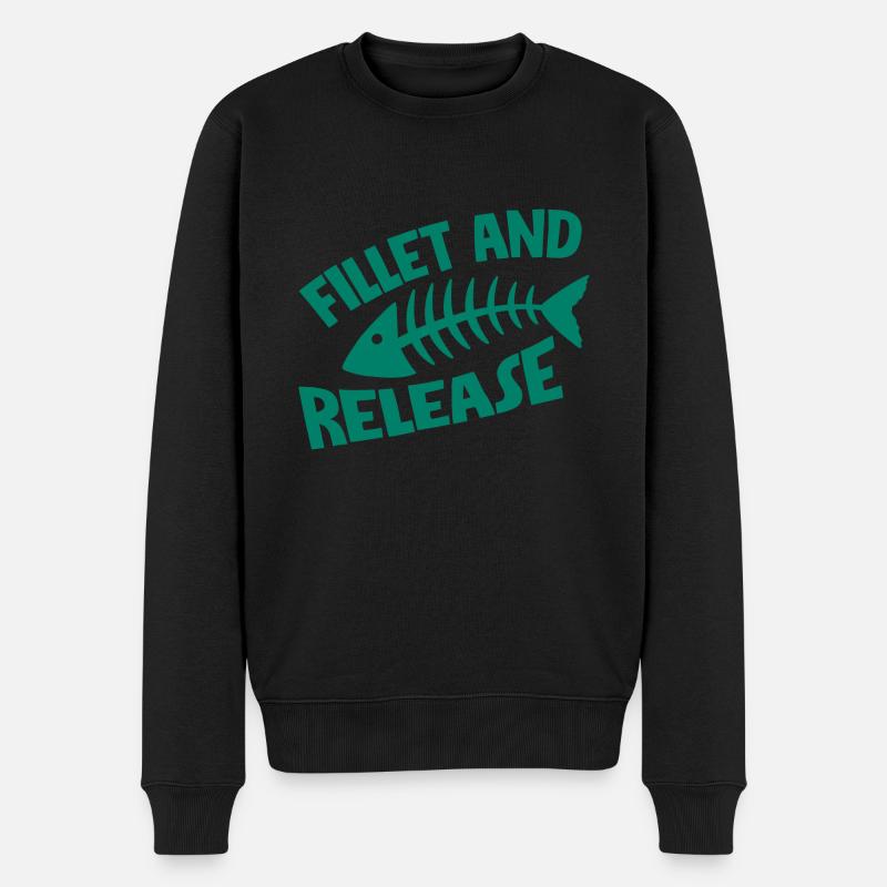 Fillet And Release - Männer Premium Bio Pullover - Schwarz