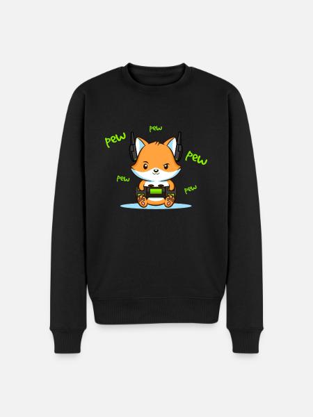 Pew Pew Pew Fuchs - Männer Premium Bio Pullover - Schwarz