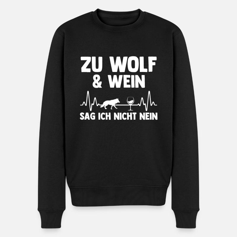 Tier Waldtier Wolf - Männer Premium Bio Pullover - Schwarz