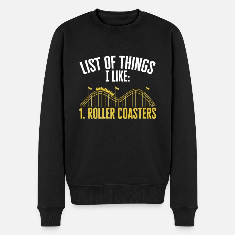 Achterbahn Rollercoaster Freizeitpark - Männer Premium Bio Pullover - Schwarz