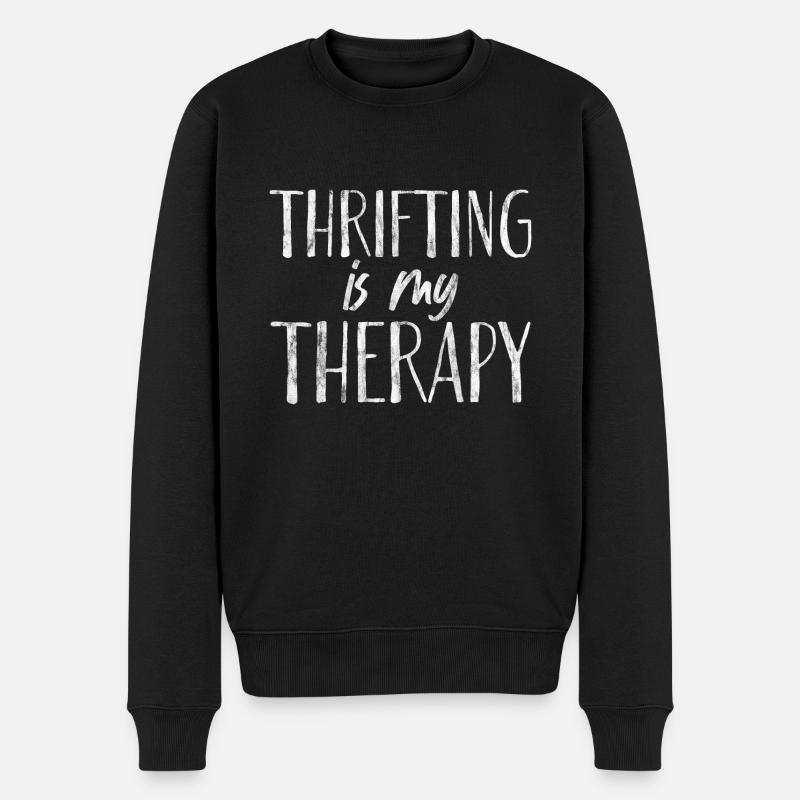 Thrifting Is My Therapy 5 - Männer Premium Bio Pullover - Schwarz