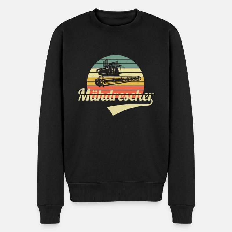 Mähdrescher Retro - Männer Premium Bio Pullover - Schwarz