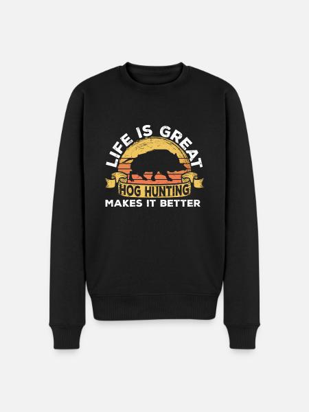 Wildschweinjagd Jäger Wildschwein - Männer Premium Bio Pullover - Schwarz