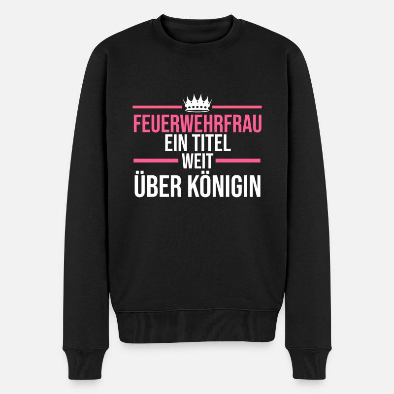 Feuerwehr Königin Feuerwehrfrau - Männer Premium Bio Pullover - Schwarz