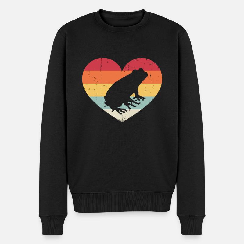 Vintage Heart Toad Herpetologist Frog Amphibian - Männer Premium Bio Pullover - Schwarz