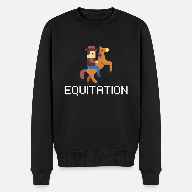 Reiten Pixel- idee Geschenk Reiter - Männer Premium Bio Pullover - Schwarz