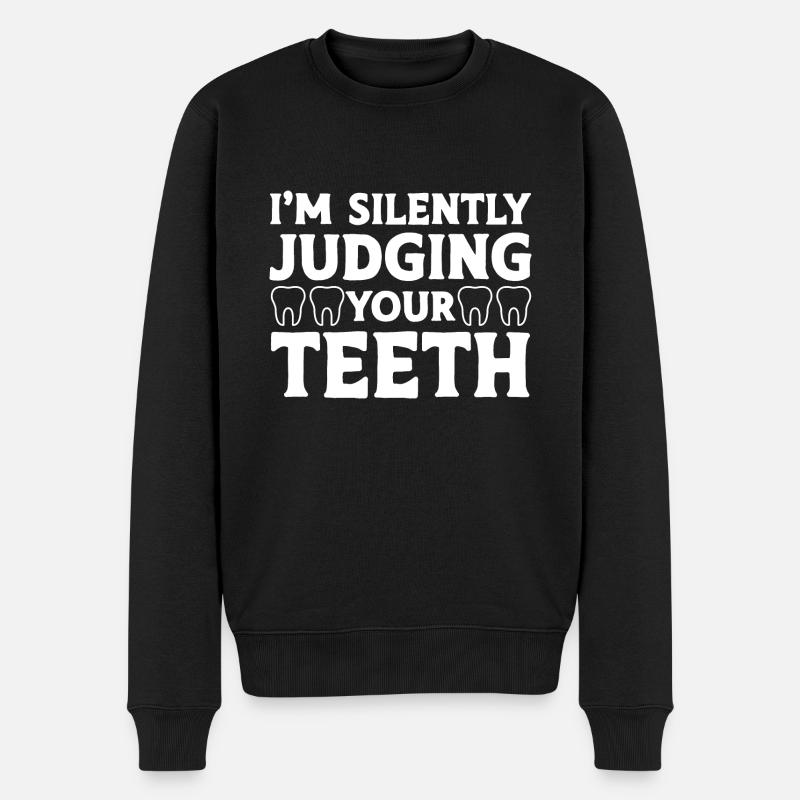 J’examine silencieusement vos dents dentiste - Pull Premium bio Homme - noir