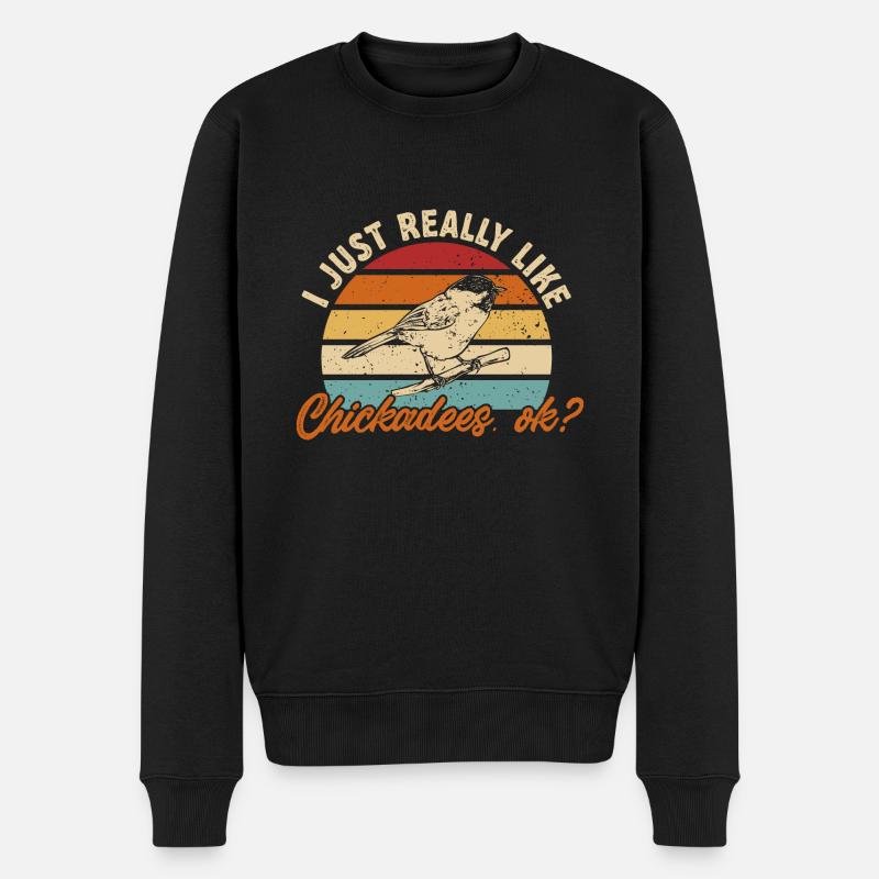 Meise Vogel Chickadee Vogelbeobachtung - Männer Premium Bio Pullover - Schwarz