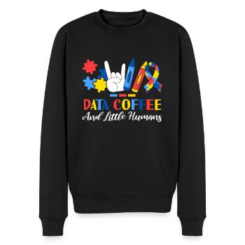 Data Coffee et Little Humans Thérapeute ABA - Pull Premium bio Homme - noir - Devant - Nico (187cm)