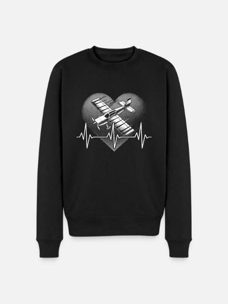 Herzschlag Modellflugzeug - Männer Premium Bio Pullover - Schwarz