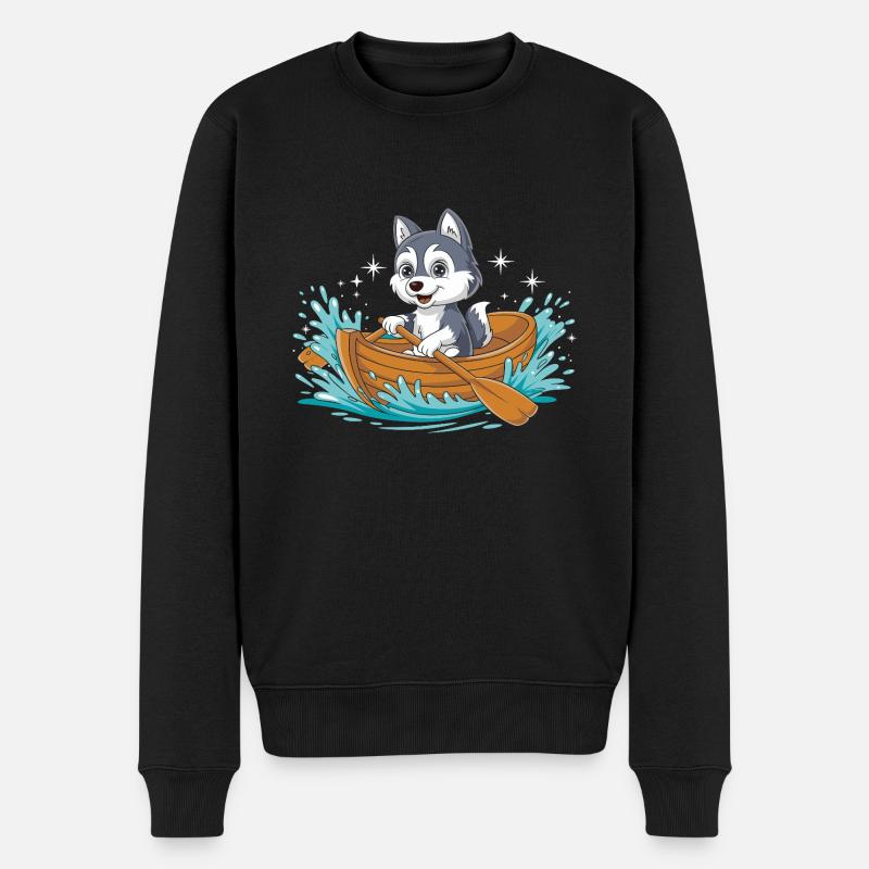 Ein Husky-Paddelboot - Männer Premium Bio Pullover - Schwarz