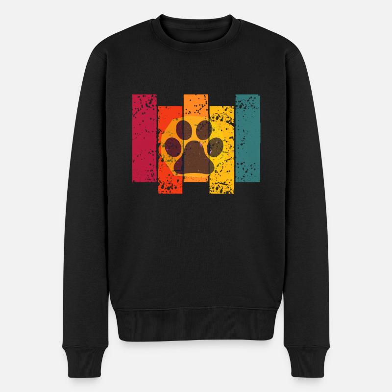 Hundepfote Bunt Hund - Männer Premium Bio Pullover - Schwarz