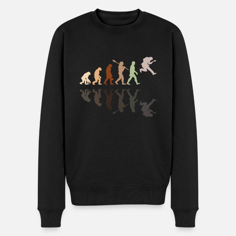 Human Evolution Guitar Band Retro Vintage - Männer Premium Bio Pullover - Schwarz