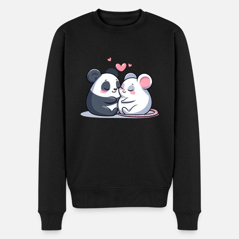 Câlin Panda Et Souris Amoureux - Pull Premium bio Homme - noir