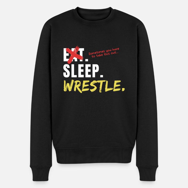 Eat Sleep Wrestle - Männer Premium Bio Pullover - Schwarz