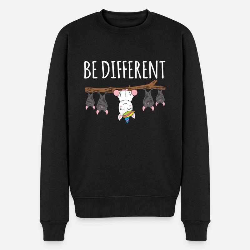 Be Different Fledermuas Einhorn - Männer Premium Bio Pullover - Schwarz