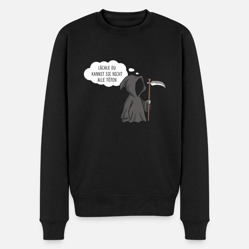 Sensenmann Lächle du kannst sie nicht alle - Männer Premium Bio Pullover - Schwarz