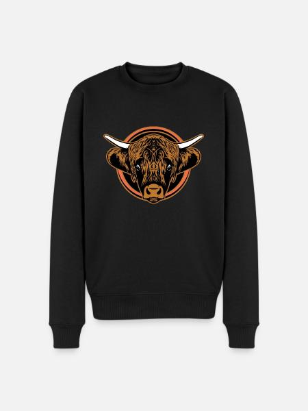 Highland Cow Head Illustration - Men's Premium Organic Jumper - black