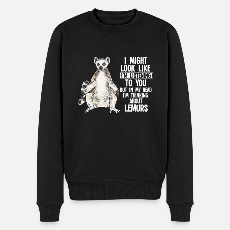 Lémurien à queue annelée - Pull Premium bio Homme - noir