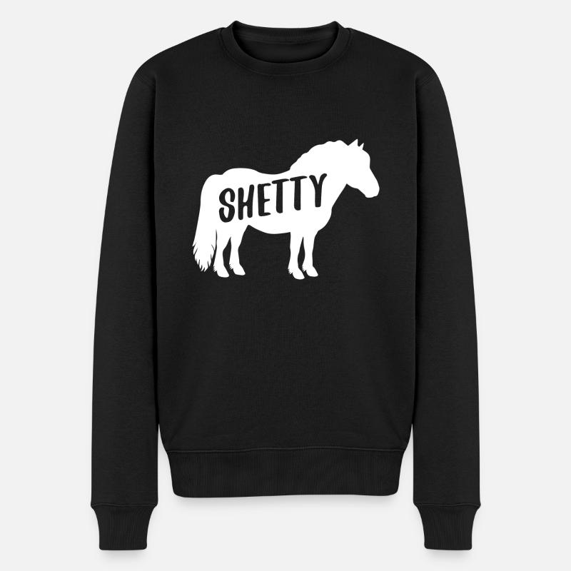 Shetty Shetland Pony Pferd Reiterin Damen Mädchen - Männer Premium Bio Pullover - Schwarz