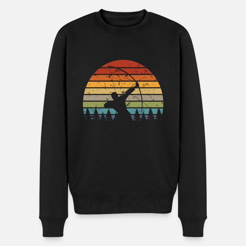 Bogensport Retro Sonnenuntergang Bogenschießen - Männer Premium Bio Pullover - Schwarz