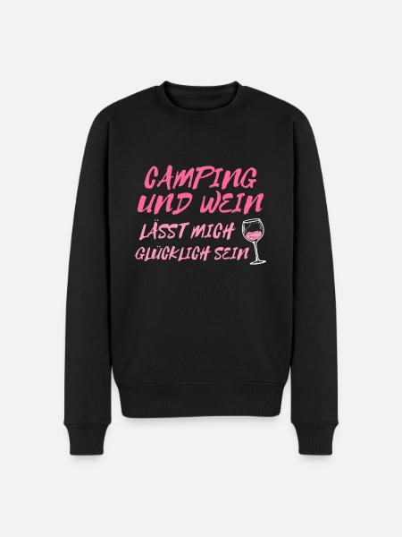 Camping und Wein - Männer Premium Bio Pullover - Schwarz