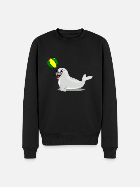 Laughing seal with ball - Men's Premium Organic Jumper - black
