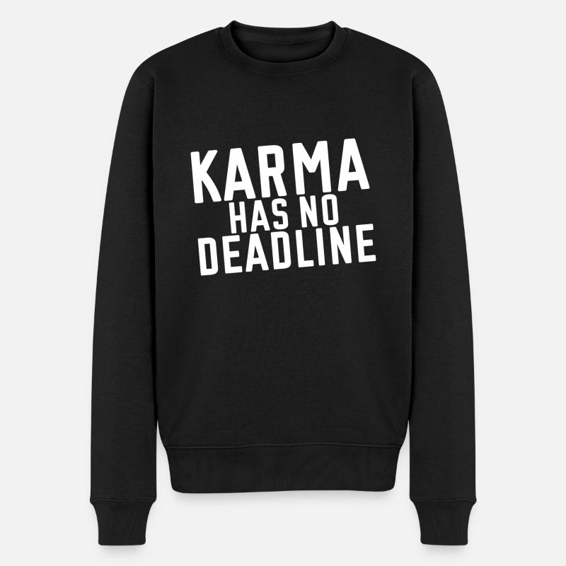 Karma Has No Deadline - Männer Premium Bio Pullover - Schwarz
