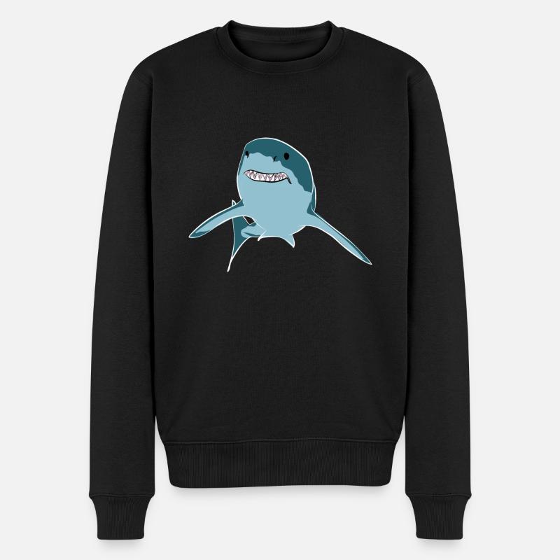 Weißer Hai - Männer Premium Bio Pullover - Schwarz