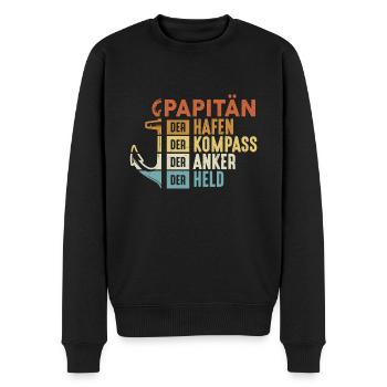 Papitän - Männer Premium Bio Pullover - Schwarz - Vorne - Nico (187cm)