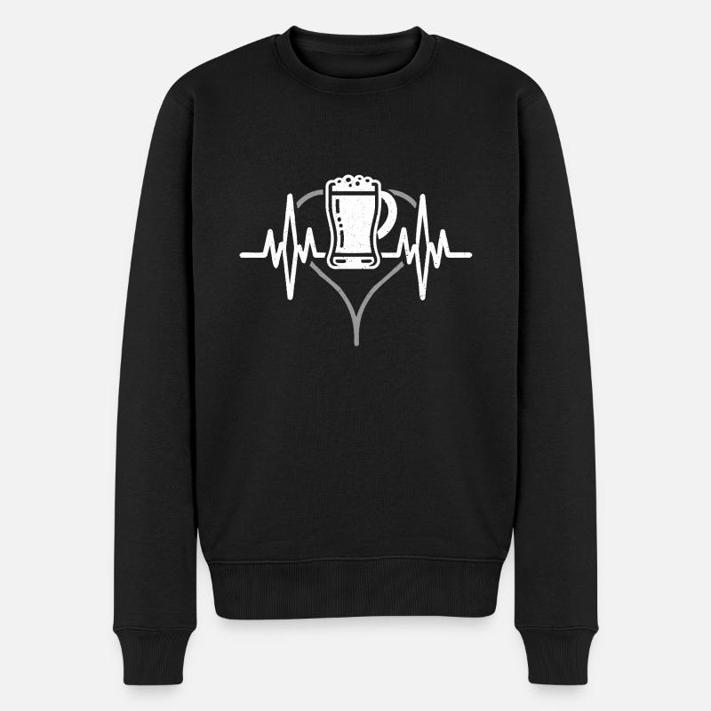 Herzschlag Bier - Männer Premium Bio Pullover - Schwarz