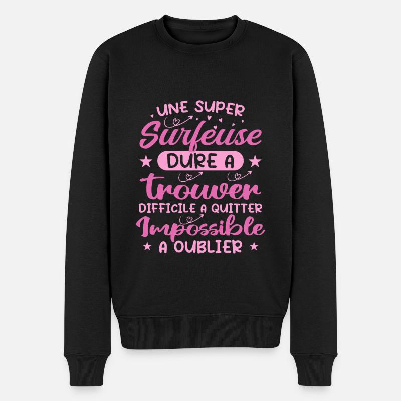 Une Super Surfeuse - Cadeau surfeuse - Pull Premium bio Homme - noir