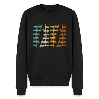 Train Tracks Rail Railway Vintage Model Railway - Men's Premium Organic Jumper - black - Front - Nico (187cm)