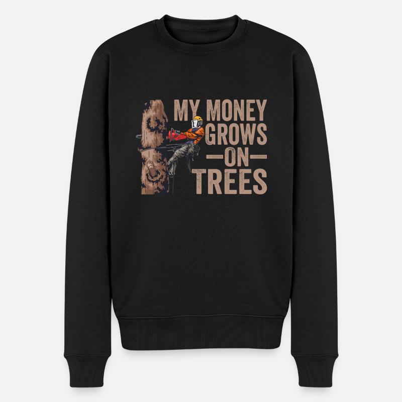 Motorsäge My Money Grows On Trees Holzfäller - Männer Premium Bio Pullover - Schwarz