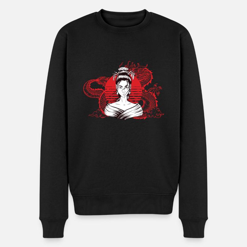 Japan Geisha - Männer Premium Bio Pullover - Schwarz