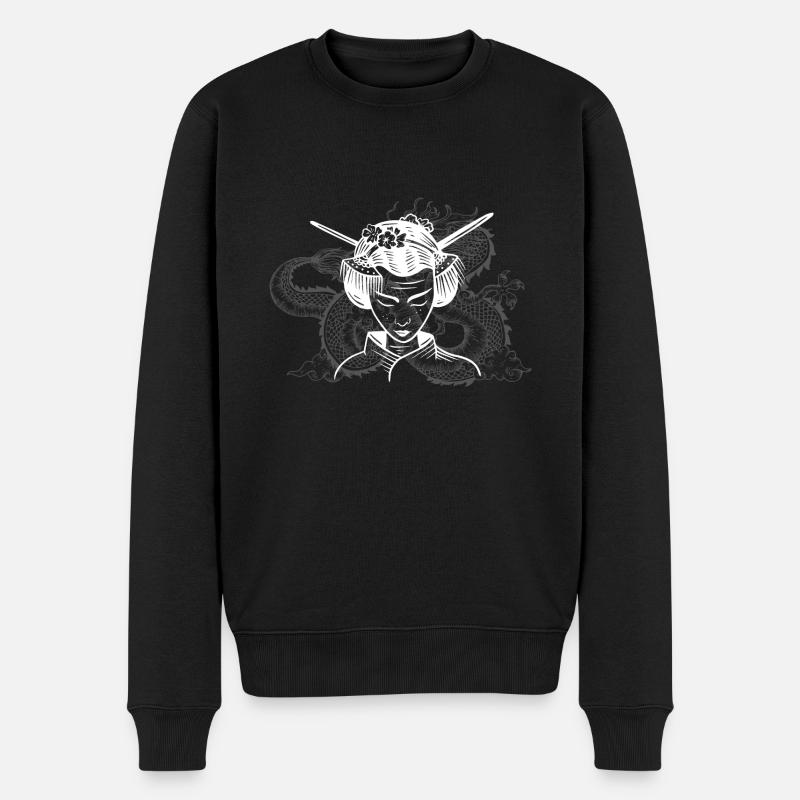 Geisha Japan - Männer Premium Bio Pullover - Schwarz