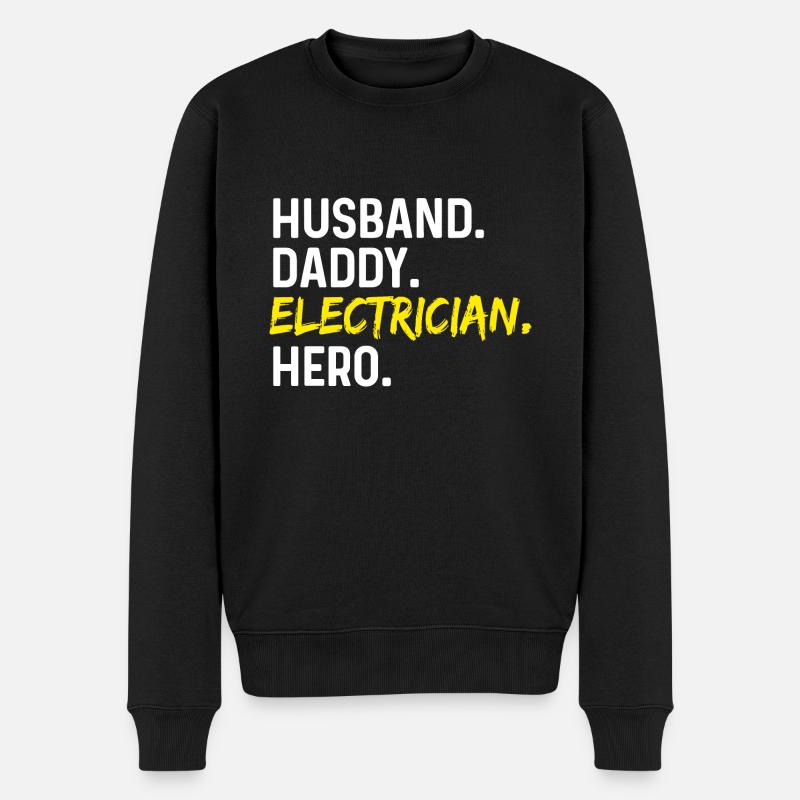 Ehemann Daddy Electricia Held - Männer Premium Bio Pullover - Schwarz
