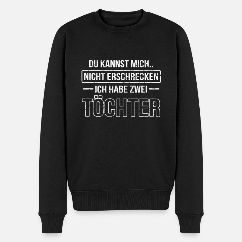 2 Töchter Papa Vater Kinder - Männer Premium Bio Pullover - Schwarz