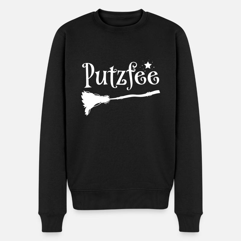 Putzfee Lustiger Spruch Putzfrau Haushalt Geschenk - Männer Premium Bio Pullover - Schwarz