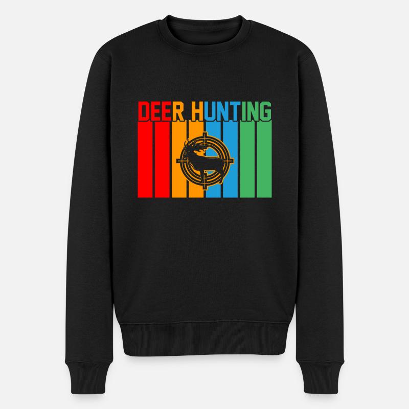 Hirschjagd Retro-Design Hirschjagd Geschenk - Männer Premium Bio Pullover - Schwarz