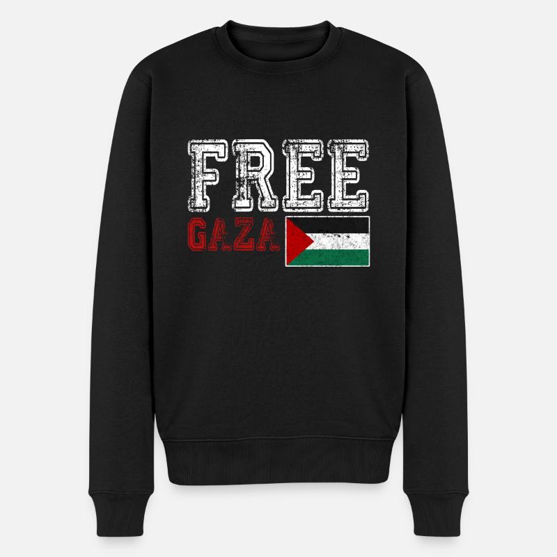 Free Gaza, Palestine Flag, Save Gaza, Palestina - Männer Premium Bio Pullover - Schwarz